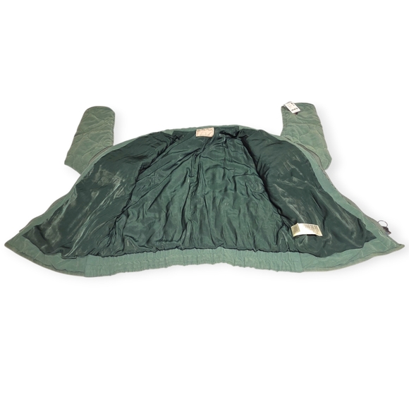 Free People Aura Liner Quilted Bomber Jacket Green Full Zip Front Boxy Large NWT - Picture 12 of 16